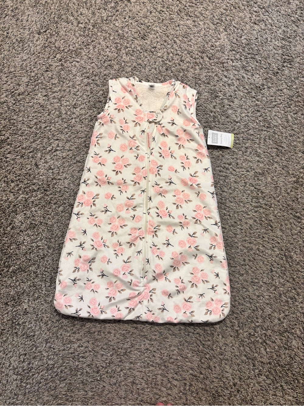 Sleeveless Floral Sleep Sack - Pink Roses on Cream